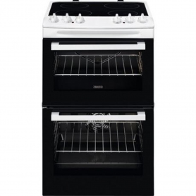 Zanussi 55cm Electric Double Oven with Ceramic Hob - White - A/A Rated