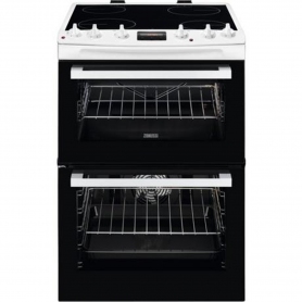 Zanussi 60cm Electric Double Oven with Ceramic Hob - White - A/A Rated