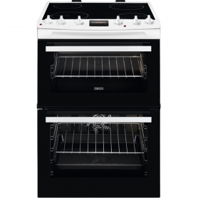 Zanussi 60cm Electric Double Oven with Ceramic Hob - White - A/A Rated