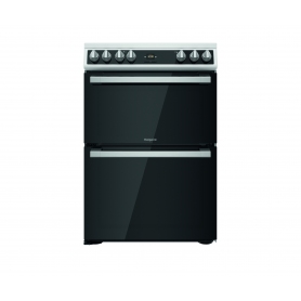 Hotpoint HDT67V9H2CW_UK 60cm Double Electric Cooker with Ceramic Hob - Black/White
