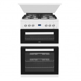Beko 60cm Double Oven Gas Cooker with Glass Lid - White - 5