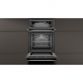 Neff U1GCC0AN0B 59.4cm Built In Electric Double Oven - Black & Steel - 3
