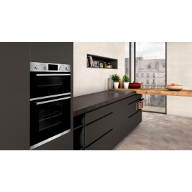 Neff U1GCC0AN0B 59.4cm Built In Electric Double Oven - Black & Steel - 1