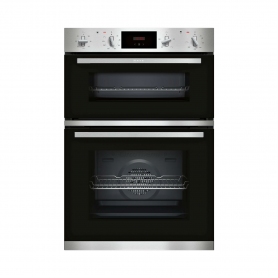 Neff Built In Electric Double Oven - Black & Steel - A Energy Rated