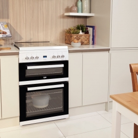Beko 60cm Double Oven Gas Cooker with Glass Lid - White - 4